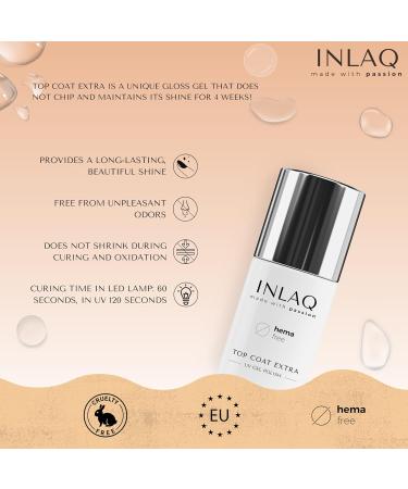 INLAQ HEMA Free Top Coat Extra + Base Coat | Complete Set for Top & Base for Hybrid Varnishes 2x6ml | No Wipe - UV Top Coat with Gloss Effect Base Gel for Nail Polish UV - Buy Online on GoSupps.com