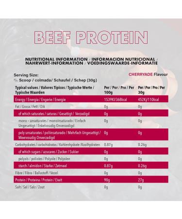 NXT Nutrition Beef Protein Isolate Powder - High Natural Amino Acids - 1.8kg Cherryade - Paleo Keto Friendly - Dairy & Gluten Free - Buy Online on GoSupps.com