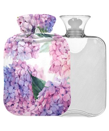 Naanle hot hot water bottle with lids flower hortanges transparent hot water bottle 2l large hot hot water bottle for menstrual cramps pain relief handfoots heat and cold therapy