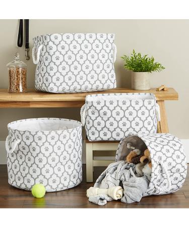 Bone Dry Lattice Paw Print Small Round Pet Storage - White/Gray - Buy Online on GoSupps.com
