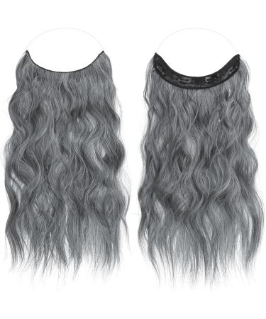 FESHFEN Invisible Wire Hair Extensions | Adjustable Size Long Wavy Hairpiece for Women | 16 Black Mix Gray - Buy Online on GoSupps.com