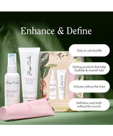 Buy Rizos Curls 3-Step Styling Kit | Enhance Define & Add Volume to Curls | Frizz Control & Shine - International Shipping Available - Buy Online on GoSupps.com