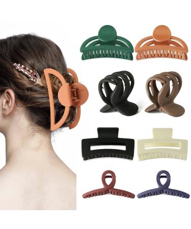 8 -Piece Set  Medium Large Claw Clip  Suitable for Big Hair Clips With Thick Hair  Girl Hair Clip  Lady's Neutral Hair Clip  Matte Square Hair Clip