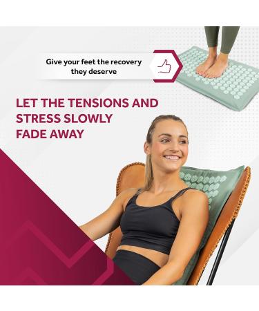 Northwall Akupressurmatte Set - Eco-Friendly Massage Mat with Pillow & Bag | Relieve Back Pain Stress & Tension | Acupuncture Mat in Green - Buy Online on GoSupps.com