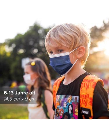 Small Royal Blue Disposable Face Masks - Pack of 50 | Made in Germany | CE Certified | Triple Layer Filtration | Elastic Earloops | Breathable | Type IIR - 99.78% Filtration - Buy Online on GoSupps.com