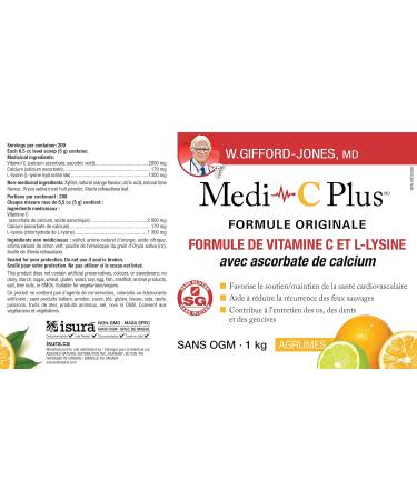 Preferred Nutrition Medi C Plus Citrus with Calcium Powder Vitamin C & L- Lysine Formula (1kg C) - Buy Online on GoSupps.com