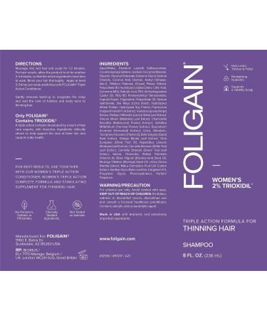 Foligain Triple Action Women's Volumizing Shampoo with 2% Trioxidil - 8 Fl. Oz - Buy Online on GoSupps.com