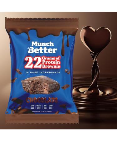 Munch Better 22g Protein Brownie Gluten Free Dairy Free10g Collagen Non GMO High Protein Bar Chocolate Fudge Texture - 8 Count Box (Chocolate) - Buy Online on GoSupps.com