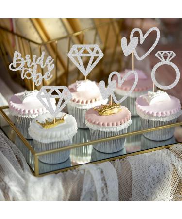 Ambishi 24pcs Bride to Be Cupcake Toppers/Wedding Engagement Party Decoration Cupcake Picks/Bridal Shower Party Cake Decor/Bachelorette Party Decoration Sign/Silver Glitter (Bride to Be) - Buy Online on GoSupps.com
