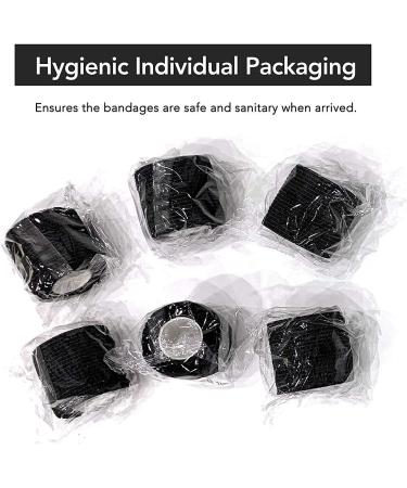 Risen Cohesive Bandage 2x5 Yards 6 Rolls - Self Adherent Wrap for Ankle Sprains & Swelling - Flexible & Breathable First Aid Tape in Black - Buy Online on GoSupps.com
