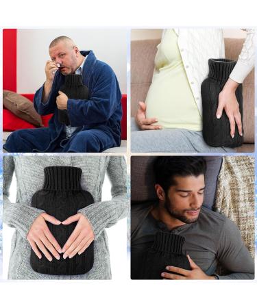 Buy 2 Pieces Knitted Hot Water Bottle Covers - Soft Winter Sweaters for Pain Relief & Therapy (Black) - Ideal for Cramps & Aches - Buy Online on GoSupps.com