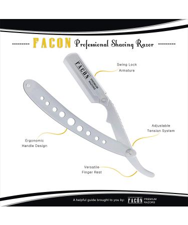 100 BLADES + Facn Classic Professional Straight Edge Barber Razor - Premium Salon Quality Shavette Kit - Buy Online on GoSupps.com