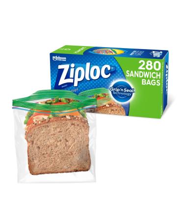 Ziploc Sandwich and Snack Bags for On the Go Freshness, Grip 'n Seal Technology for Easier Grip, Open, and Close, 280 Count