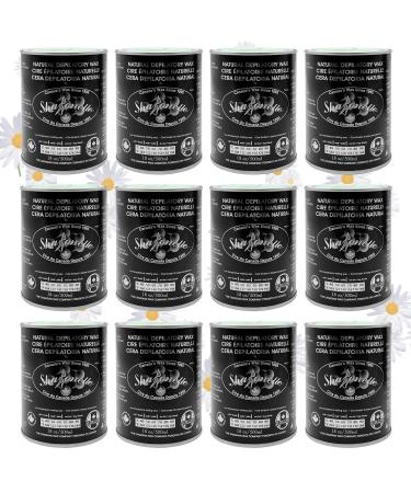 Sharonelle Soft Wax All Purpose Hair Removal Natural Depilatory Canned Wax for Sensitive Skin Canada-Made Melting Wax in Black color Canned Package (12PC Azulene) 500 ml (Pack of 12) Azulene