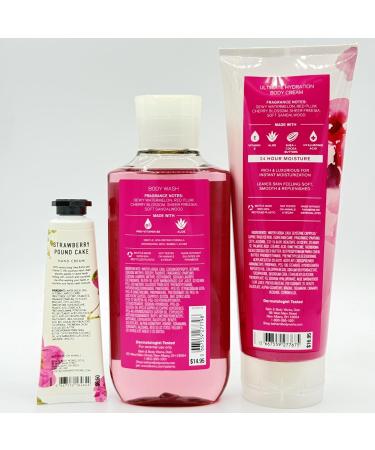 Bath & Body Works Cherry Blossom 3-Piece Gift Set | Includes: Body Wash Ultimate Hydration Body Cream and Strawberry Pound Cake Hand Cream - Buy Online on GoSupps.com