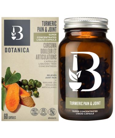 Botanica Turmeric Capsules Anti Inflammatory Joint Pain Relief Supplements | Turmeric Curcumin with Black Pepper 60 Liquid Capsules | Quercetin Boswellia and Ginger | 2870 mg Dry Herb Equivalent to Help in Liver Detox Cleanse Health Bile Excretion for Gal
