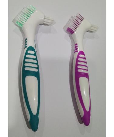 Gus Craft 2-Pack Denture Cleaning Brush Set - Premium Hygiene Denture Cleaner Kit for Denture Care - Multi-Layered Bristles & Ergonomic Handle - Green & Purple - Buy Online on GoSupps.com