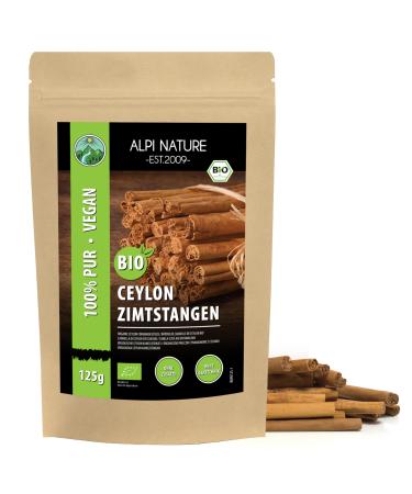 Organic Ceylon Cinnamon Sticks (125g), Whole Cinnamon from Certified Organic Farming, Gluten Free, Lac Free