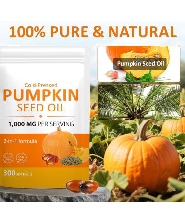BTSE Pumpkin Seed Oil 2 in 1 Formula Capsules Cold Pressed Supports Hair Urinary 1000mg Per Serving 300 Softgels - Buy Online on GoSupps.com