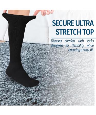 Buy 6 Pairs Diabetic Socks - Over The Calf Knee High Cotton Socks for Men (Size 10-13 & 13-16) - Comfortable & Durable Black - Buy Online on GoSupps.com