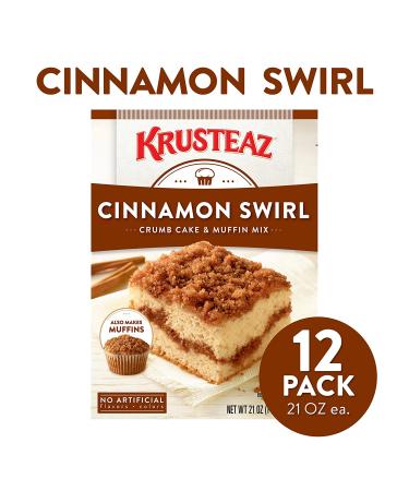 Krusteaz Cinnamon Swirl Crumb Cake & Muffin Mix, 21-Ounce Box, Pack of 10 - Delicious Cinnamon Muffins Included - Buy Online on GoSupps.com