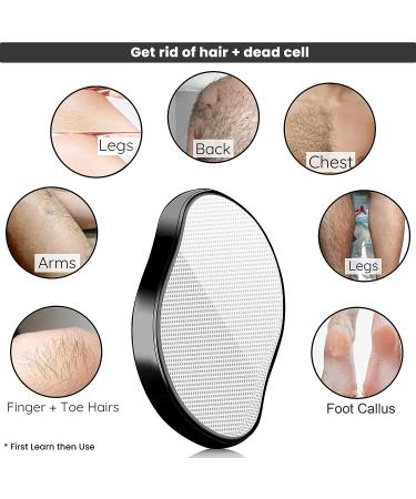 Nano Glass Crystal Hair Eraser for Thick Curly Hair - Exfoliate Body, Remove Ingrown Hair, Callus Remover - Reusable Washable - Fast & Easy Hair Removal - 1P (Black) - Buy Online on GoSupps.com