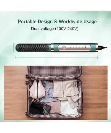 DESIPESI Ionic Hair Straightener Brush - 20-Second Quick Heating, 5 Heat Levels, Frizz-Free Silky Hair - Anti-Scald & Auto-Off Safe - Dry/Wet Straightening Brush (Black) - Buy Online on GoSupps.com