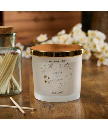 Personalised Large Double Wick Wedding Candle Gift with Watercolour Heart (White Musk and Vanilla) - Buy Online on GoSupps.com