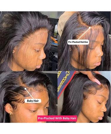 22 Body Wave Lace Front Human Hair Wig for Black Women | HD Transparent 13x4 Brazilian Lace Frontal Wig | Pre Plucked with Baby Hair | 180% Density - Buy Online on GoSupps.com