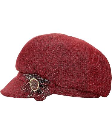 ColorSun Classic Retro Visor Newsboy Cabbie Cap Beret with Flower Buckle - Red Wine for Women - Buy Online on GoSupps.com