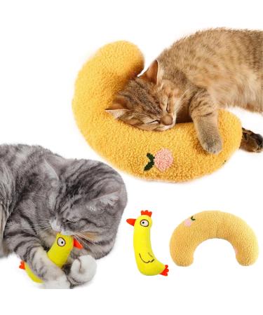 TYXHXTF 2 PCS Cat Toys Pillows for Cat Plush Pillow for Indoor Cats Kitten Chew Toys for Indoor Cats Kitten Teeth Cleaning Playing Soft Cat Hugging Pillow