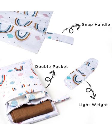 Hbselect 2PC Waterproof Diaper Bag Set | Reusable Zipper Wet Wipes Organizer for Babies & Toddlers | Rainbow Design - Buy Online on GoSupps.com
