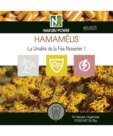 NAKURU | Witch Hazel | Power Range | Made in France | The Vitality of the Hazel Fairy! (90 Vegetable Capsules of 295 mg/Net Weight: 26.5 g) - Buy Online on GoSupps.com