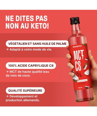 BRAINEFFECT Huile MCT 100% C8 - Qualit allemande - Huile C8 pure (sans C10) issue d'extrait de noix de coco de premi re qualit - 500 ml 500 ml (Lot de 1) - Buy Online on GoSupps.com