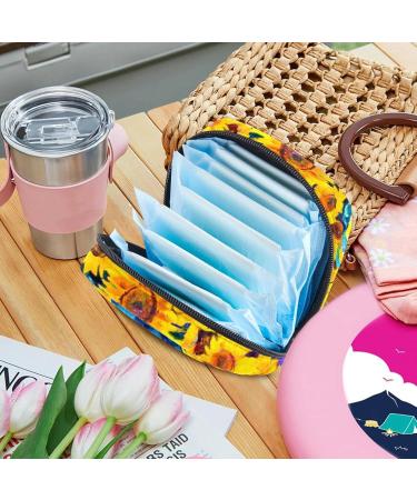 Sunflower Oil Painting Storage Bag | Portable Menstrual Cup Bag for Women & Teens - Buy Online on GoSupps.com