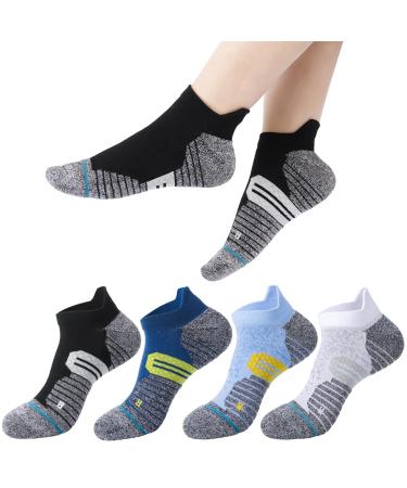 4 pairs of plantar fasciitis socks for women men foot care compression socks 15 mmHg sport support non-slip anti-welding running socks 40-44 black navy blue white