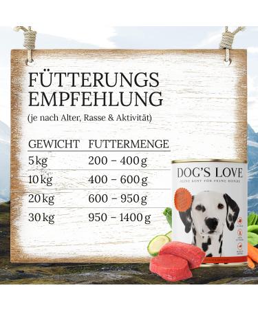 DOG'S LOVE Super Premium Wet Food | Adult Beef | Complete Menu Rich and Healthy | Food Grade Dog Food All Raw Materials | 100% Grain Free (6 x 800 g) - Buy Online on GoSupps.com