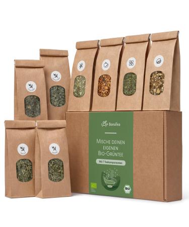 DIY tea blend set gift with green tea - ORGANIC green tea gift set with 7 delicious tea varieties for DIY tea blending - Buy Online on GoSupps.com
