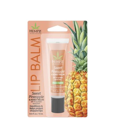 Hempz SPF 15 Lip Balm Sweet Pineapple & Honey Melon Herbal Soothing Lip Care for Men or Women .44 oz.