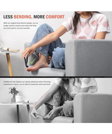 BEZOX Angled Head Nail Clippers for Seniors - Premium Steel Toenail Clipper with Catcher (Black) - Buy Online on GoSupps.com