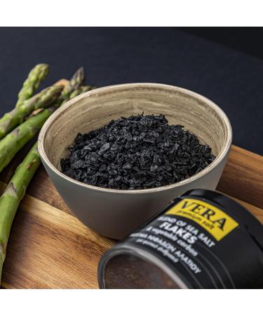 Gourmet Blend of Sea Salt Flakes & Vegetable Carbon 70g Suitable to be Used for Meat Poultry Seafood Pasta and Veggies. Use as a Premium Finishing Salt (Black) - Buy Online on GoSupps.com