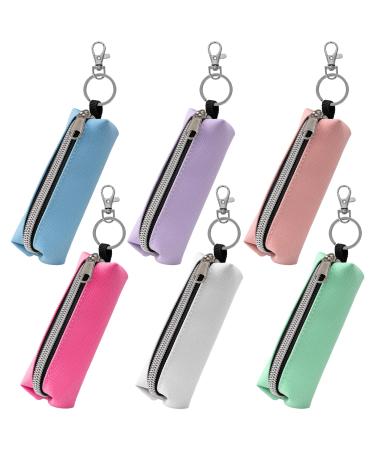 Chapstick Holder 6 Pcs Lip Balm Sleeve Pouch Portable Lipstick Holder Bag Clip-on Makeup Travel Accessories Great Stuffers Gift for Wome 1.37 * 1.37 * 4.52 inch Solid Color