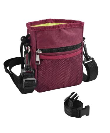 AOKLANT Dog Treat Pouch Dog Training Pouch Bag with Waist Shoulder Strap 3 Ways to Wear Easily Carries Pet Toys Kibble Treats Personal Effects Red
