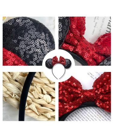 Shiny Sequin Mouse Ears Headband for Women, Girls & Kids - Black Red Glitter Hair Accessories for Princess Parties, Cosplay & Holidays - Cute 1 Pc - Buy Online on GoSupps.com