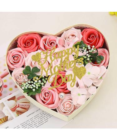 KIPETTO Happy Mother's Day Cake Toppers 20Pcs Glitter Heart Cupcake Topper for Mother's Day Mom's Birthday Party Cake Decoration Gold - Buy Online on GoSupps.com