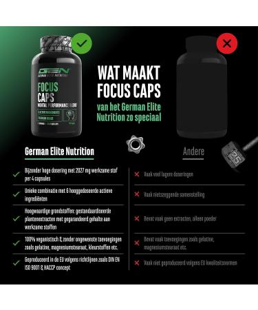 VitamineVersand 24 Focus Caps 120 Capsules Mental Performance Blend with LTheanine Green Tea Guarana Citrus Aurantium Extract Caffeine DGlucuronolactone High Dose Vegan - Buy Online on GoSupps.com