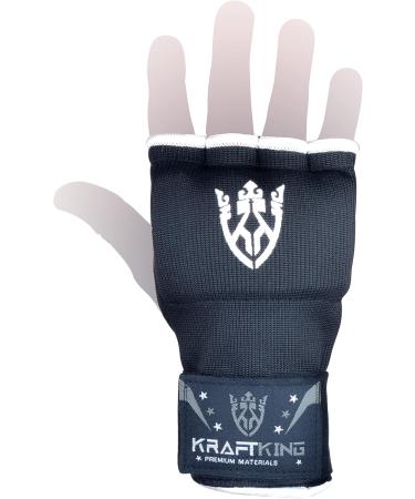 Power King Professional Gel Inner Gloves - Boxing Bandages with Wrist Belt for Muay Thai & MMA Training | Fingerless Grappling Gloves - XS Black - Buy Online on GoSupps.com