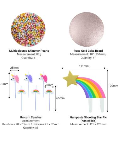 CULPITT Unicorn Cake Decorating Set Baking Decorations Kit with Gumpaste Shooting Star Pic Unicorn Candles Multicolor Shimmer Pearls and Board Create Magical Cakes for Birthdays and Celebrations - Buy Online on GoSupps.com