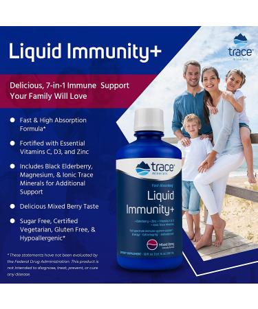 Trace Minerals Research Fast-Absorbing Liquid Immunity+ - Mixed Berry 30 fl oz | Boost Your Immune Health - Buy Online on GoSupps.com