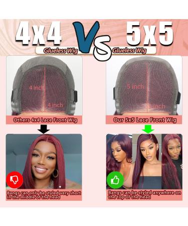 HD Lace Glueless Human Wig - 180% Density 22 Natural Black 99J 5x5 Lace Wig for Women | 100% Brazilian Real Hair | Wear & Go Wigs - Buy Online on GoSupps.com